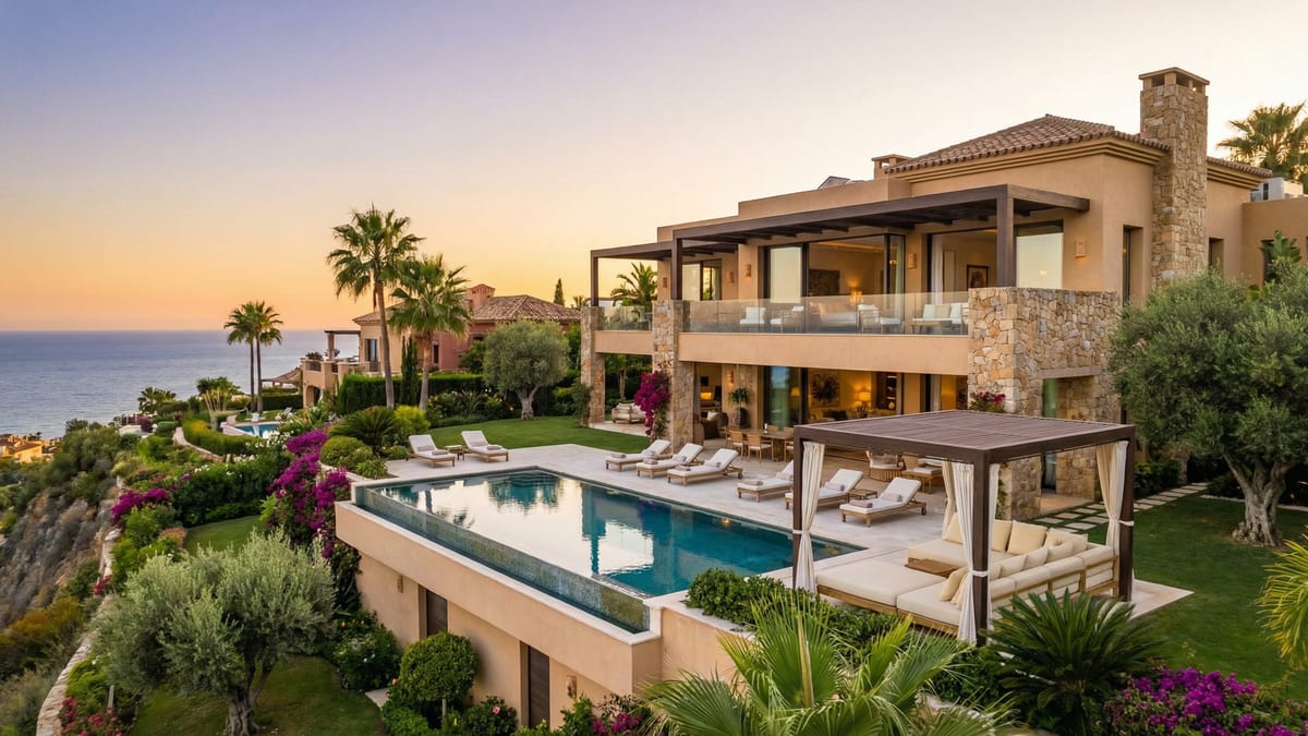 A luxurious branded residence on the Costa del Sol, featuring elegant architecture, expansive terraces, and an infinity pool overlooking the Mediterranean Sea.