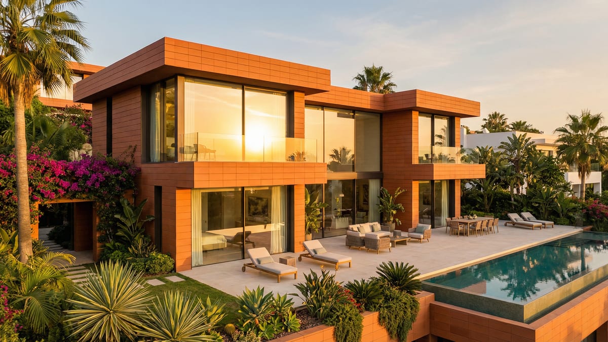 Minőségi építészet Costa del Sol-on, Spanyolországban, modern és hagyományos stílusok összehasonlítása.