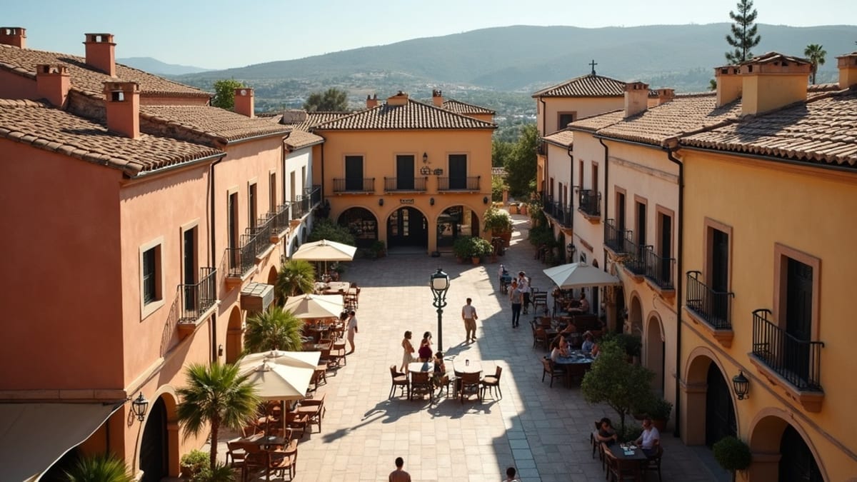 Charming Costa del Sol town square, inspiring the lifestyle of property investment Costa del Sol.