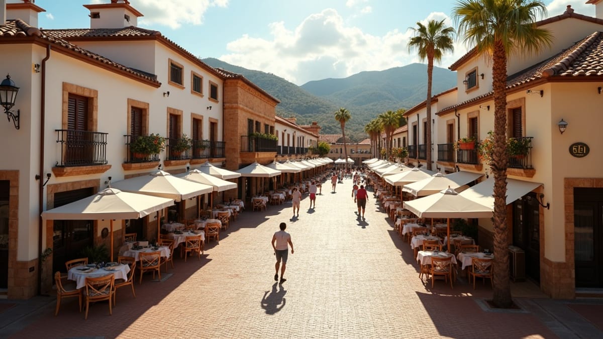 Sfeervolle Spaanse plaza, perfect voor investeren aan de Costa del Sol en genieten van het lokale leven.