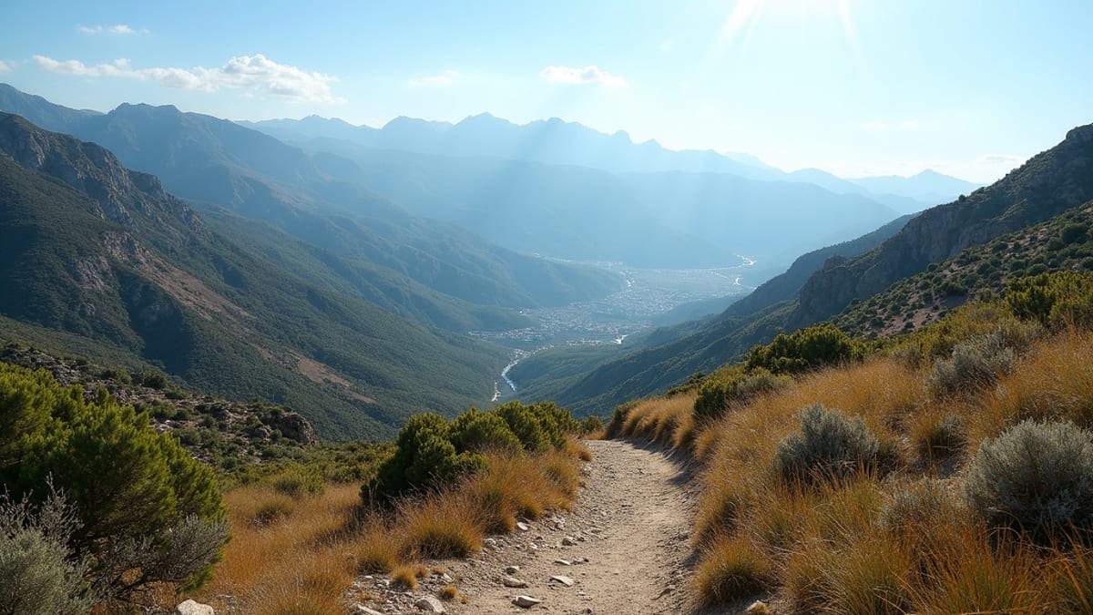 Sierra Blanca hegyek hiking útvonalain lenyűgöző tengerparti életmód, Costa del Sol egészséges napsütésben.