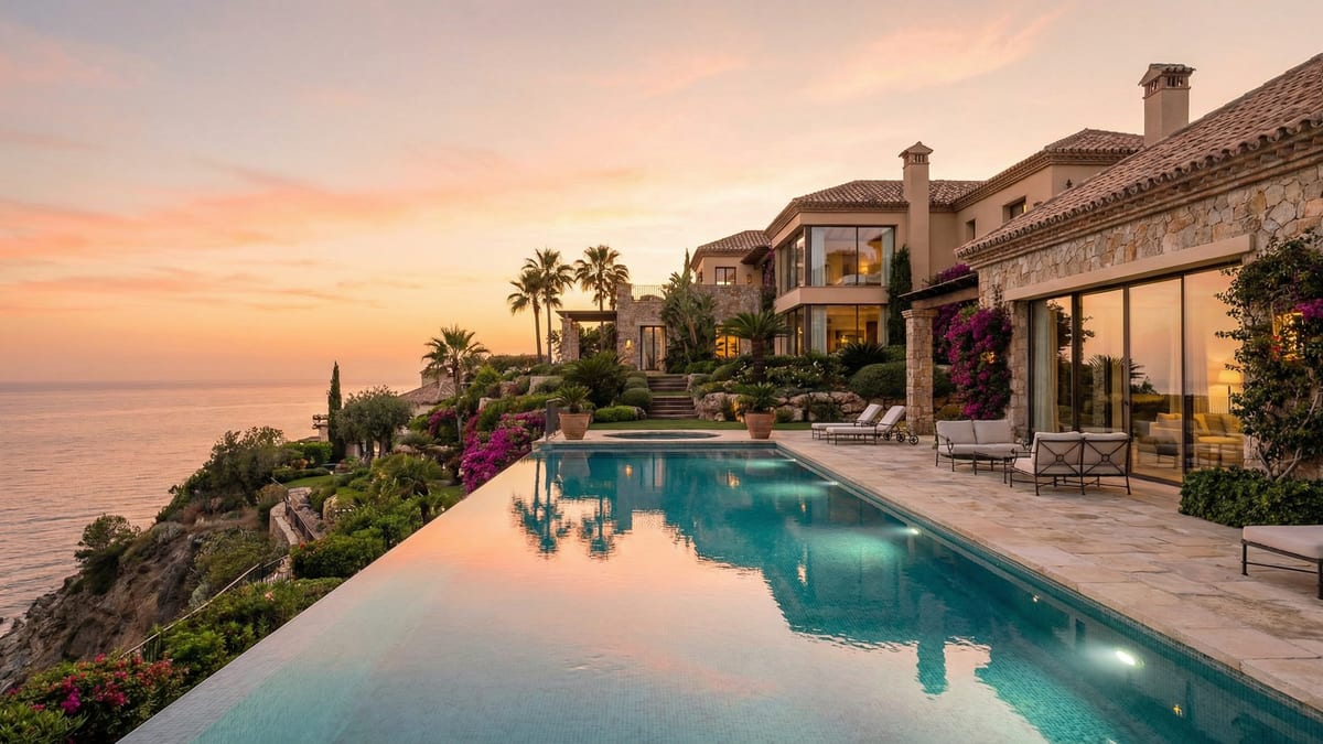 A modern new-build property in Costa del Sol, Spain, showcasing contemporary architecture and stunning Mediterranean views.
