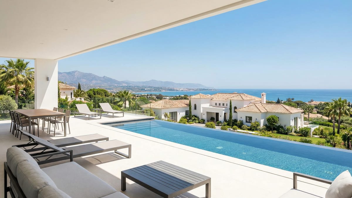 Modern építési technikák bemutatása a Costa del Solon, Spanyolországban, a mediterrán éghajlat előnyeivel.