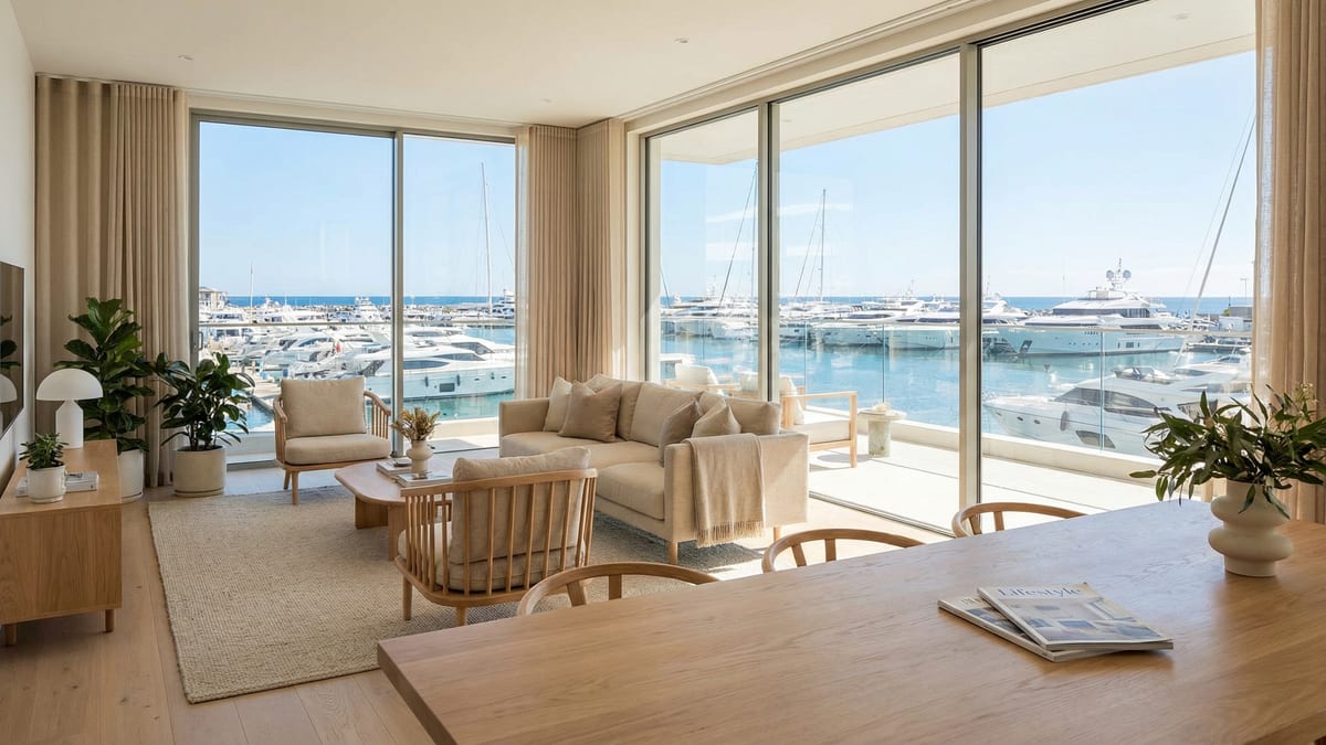 En moderne middelhavsvilla på Costa del Sol som viser elegant arkitektur, frodige hager og en rolig utendørsterrasse under en levende blå himmel.