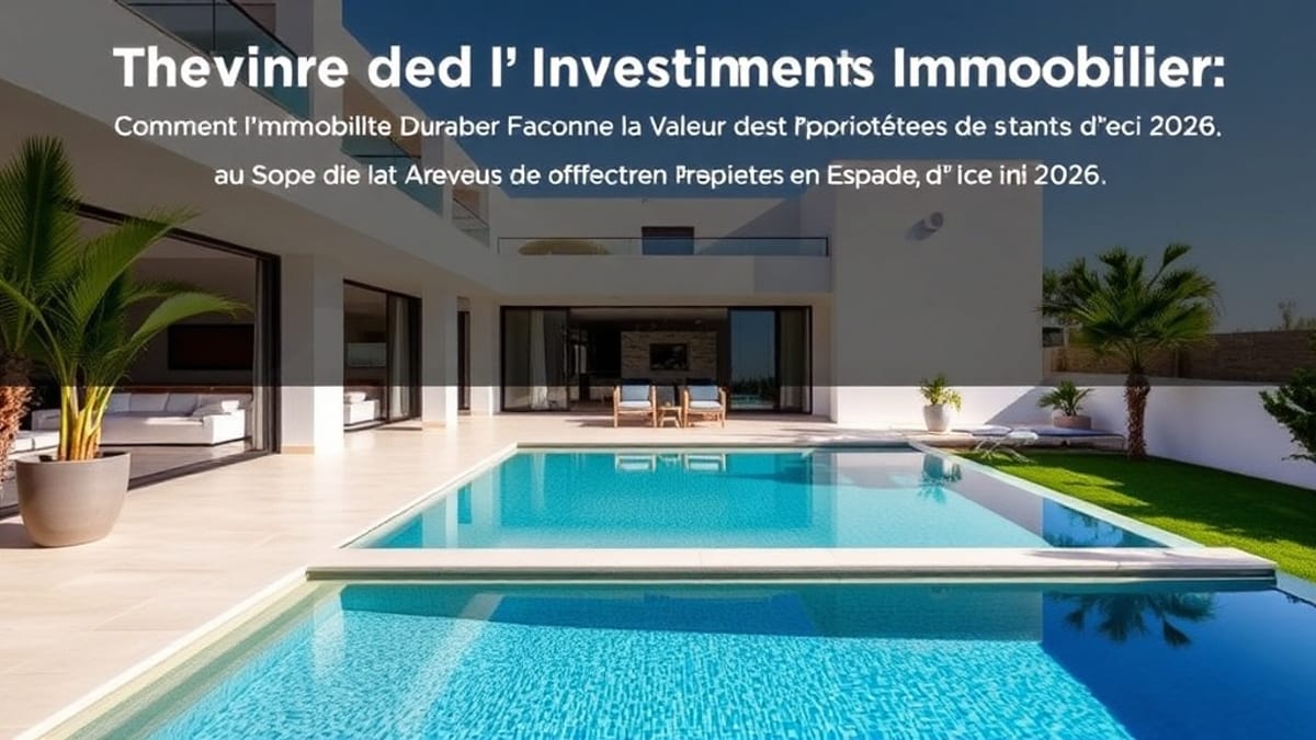 L'Avenir de l'Investissement Immobilier : Comment l'Immobilier Durable Façonne la Valeur des Propriétés en Espagne d'ici 2026 - Immobilier Costa del Sol